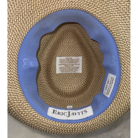 ERIC JAVITS Fedora Hat Classic Squishee Straw Packable Sun Hat UPF 50+ Preppy - Picture 6 of 9